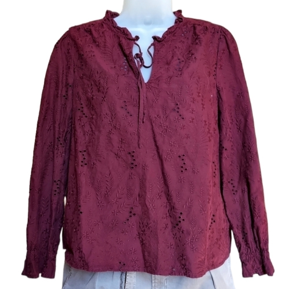 Madewell Eylet Long Sleeve Top